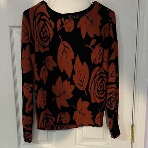 Bella Jane Los Angeles Floral Black and Brown Women's Top (MEDIUM)